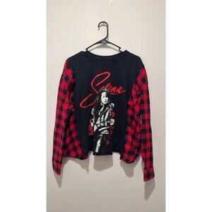 Reworked Upcycle Grunge Oversize Selena Quintanilla Flannel Sweater S/M